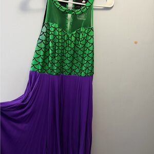 Disney Princess Little Mermaid Green and Purple Dress with Pockets